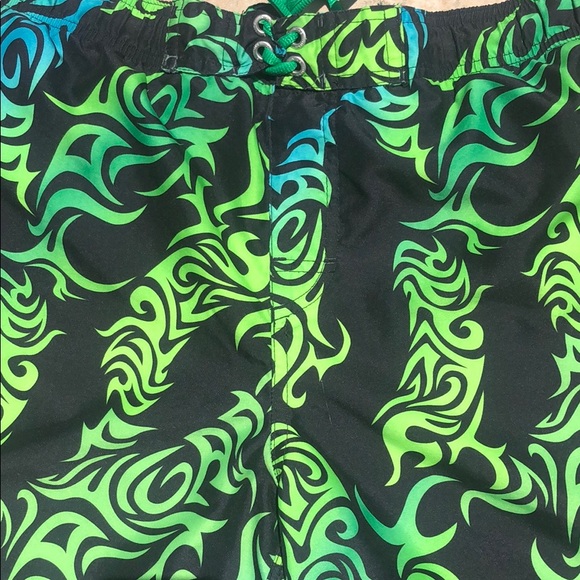 Nike Green Flames Swim Trunks with Liner - Picture 4 of 9